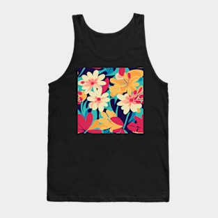 Bright Floral Vintage 1970s Pattern Tank Top